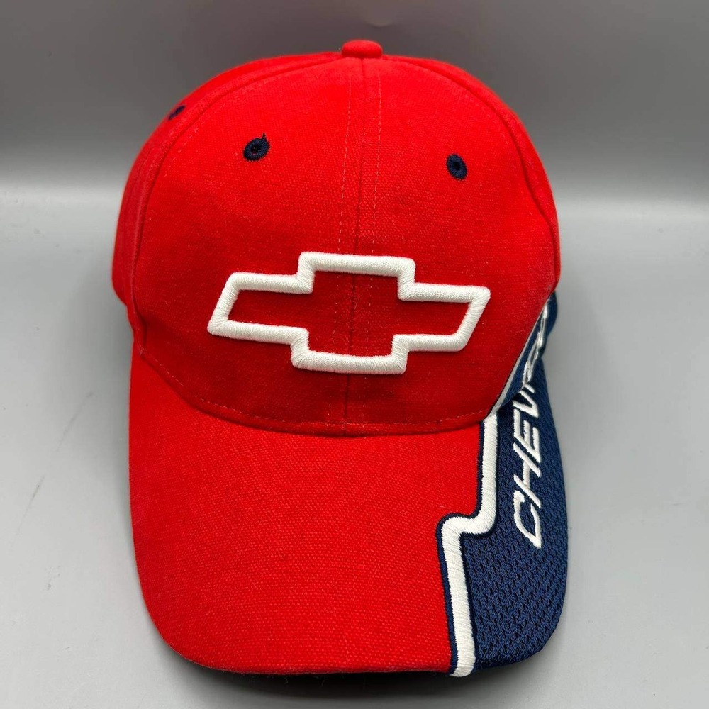 Chevrolet Hat Men Red Blue Embroidered Bio-Domes Strap Back Cap Cotton